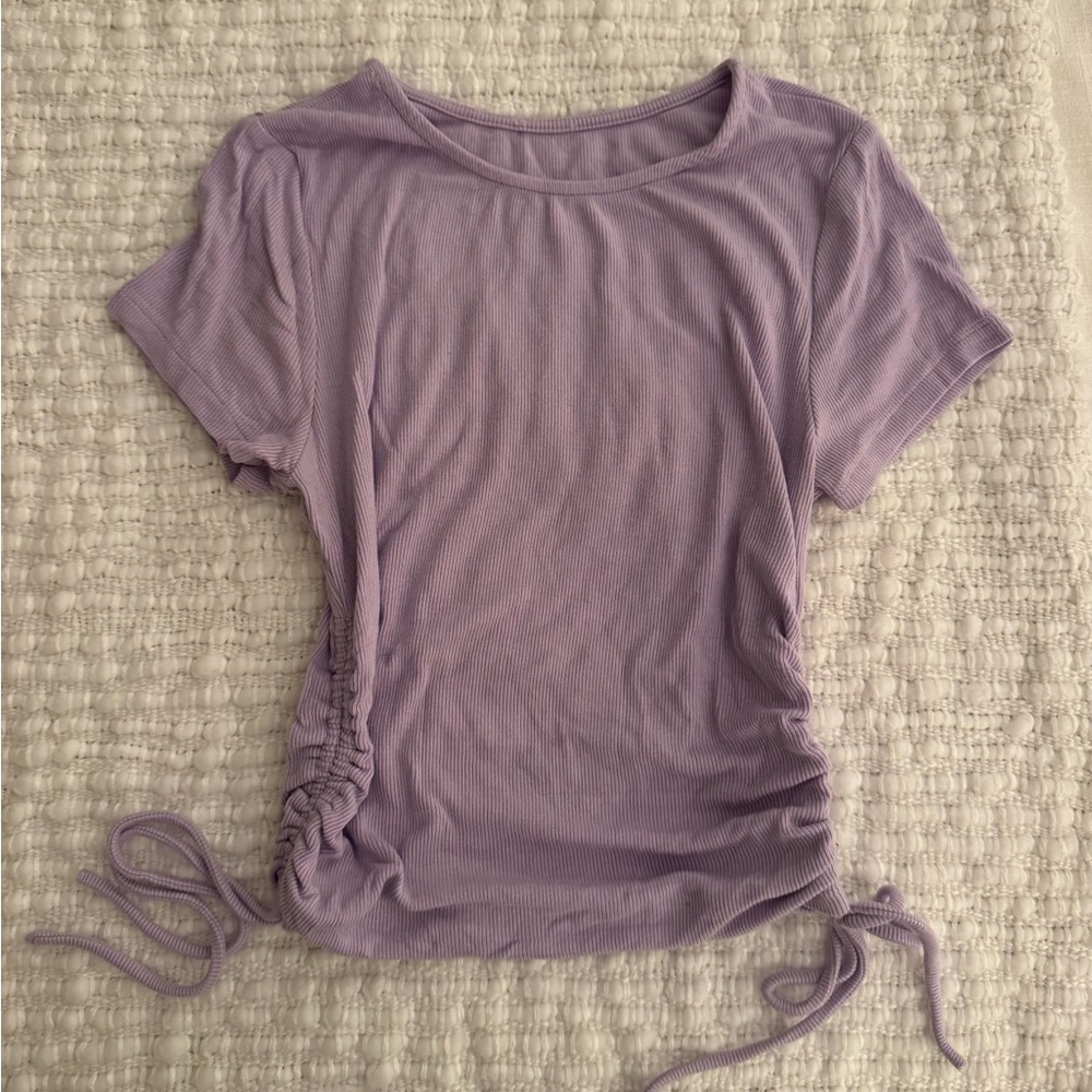 Lilac Ribbed Crop Top - Picture 2 of 4